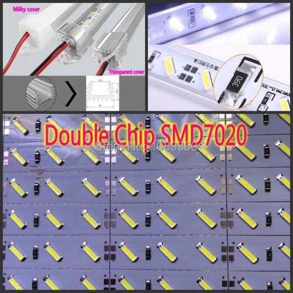 

50set 12V 24V Led Bar 7020 led Hard Strip Light 100cm 50cm Waterproof SAMSUNG Chip + U aluminium profile set