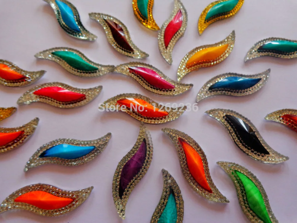 Sew on Resin crystal  30pcs 14*47mm Multicolor conventional  S shape hand sewing stone flatback strass Diamond  loose beads