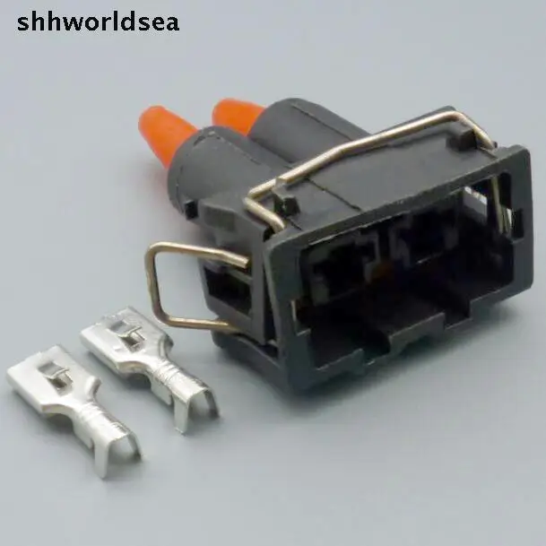 Shhworldsea 4/10/50/100sets  2 pin way 6.3MM auto snails horn female connector plug car horn socket cable wire connector for vw