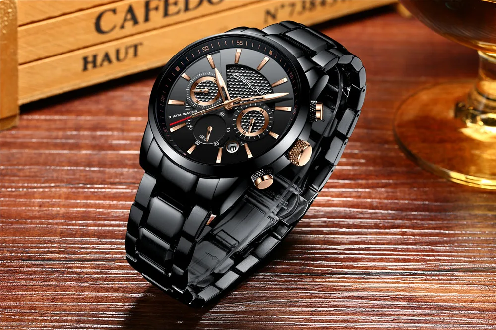 2017 Fashion Luxury Brand CRRJU Chronograph Men Sports Watches Waterproof Full Steel Casual Quartz Men\'s Watch Relogio Masculino