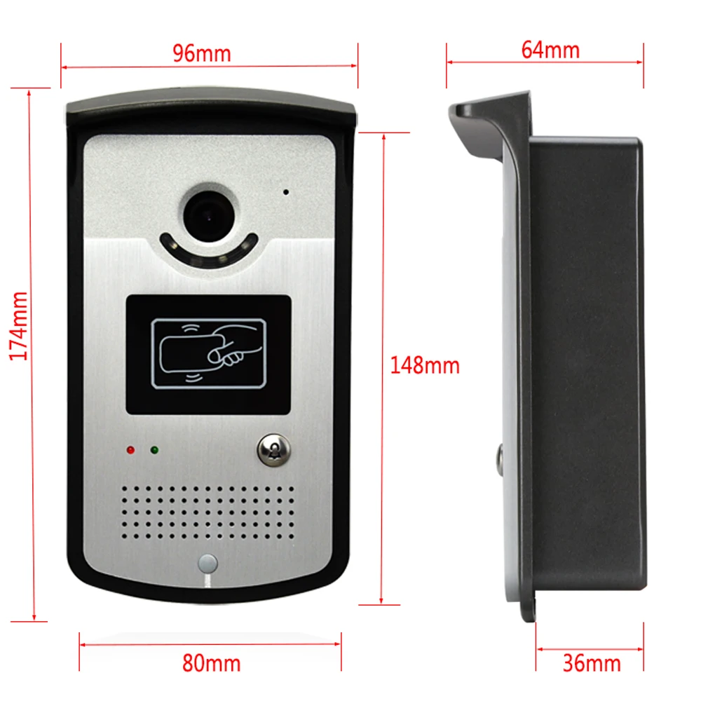 Imagem -06 - Homeolho-sistema de Controle de Acesso à Casa Vídeo-porteiro Polegadas Monitor Interno Câmera de Chamadas à Prova de Chuva Cartão Rfid Interruptor de Saída