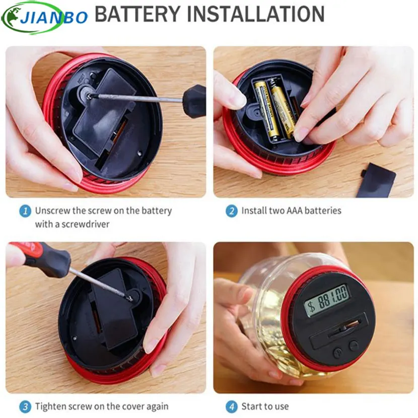 Digital Money Transparent Key Safe Box Jar Intelligent Electronic LCD Coin Counting Plastic Piggy Bank Saving Money Security Box