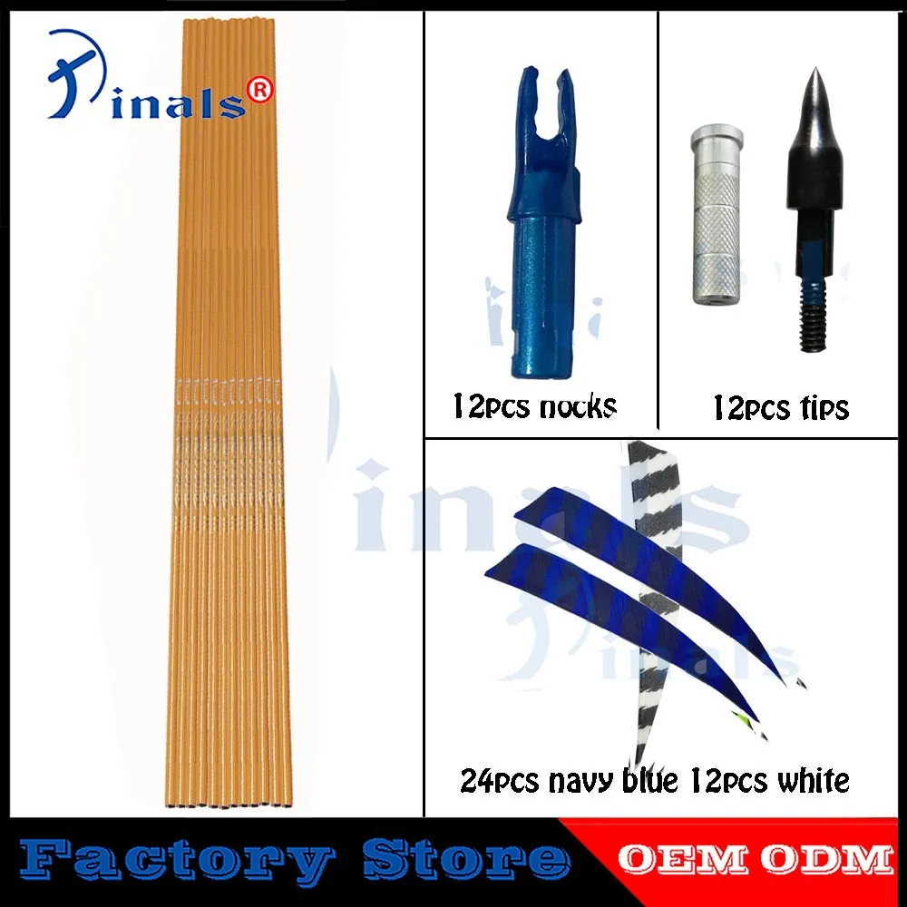 Archery Spine 500 Bamboo Skin Carbon Arrows 5 inch Turkey Feathers Nock Compound Recurve Bow LongBow Hunting