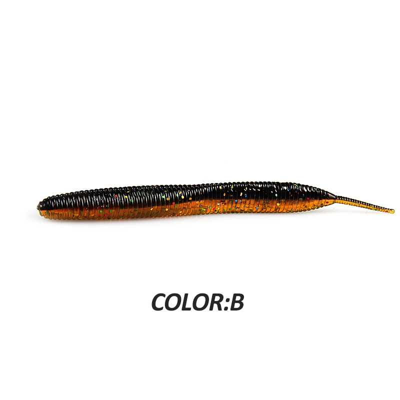 2019 Supercontinent Needle-tailed straight worm now hot 100mm Double Color Silicone Bait