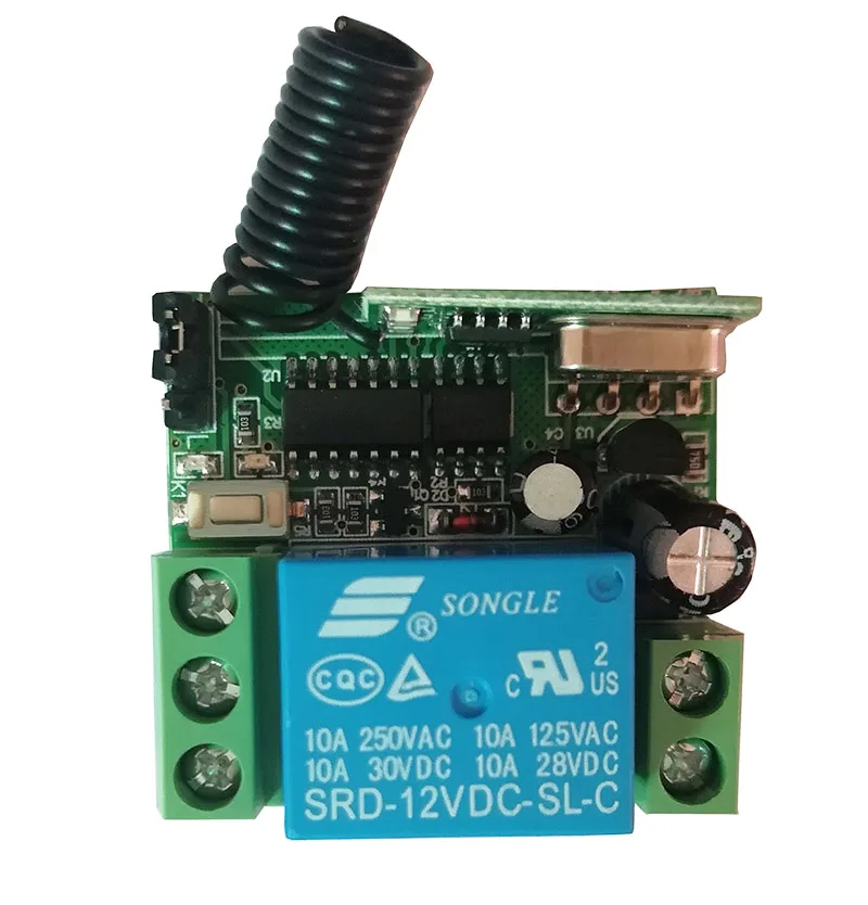 DC12V 24V 1CH 10A Remote Control Light Switch Relay Output Radio Receiver Module and Belt buckle Transmitter window/Garage Doors