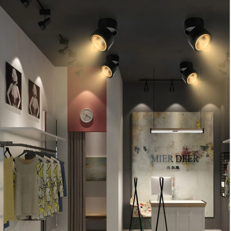 Surface Mounted COB Ceiling Light 5W 7W 12W AC85-265V LED Ceiling LamP Spot Light 360 Degree Rotation Cloth Shop Down lights
