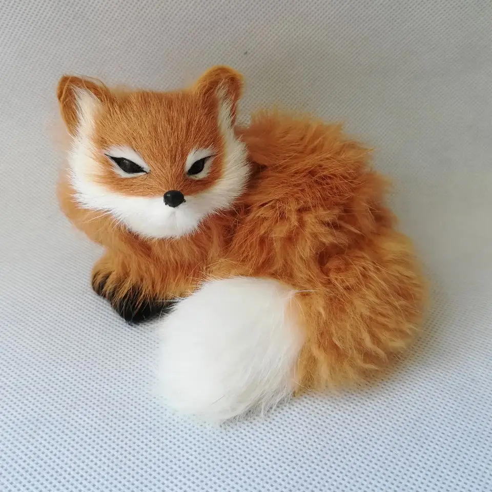 Curled up fox 13x12x8cm model polyethylene&furs brown fox real life toy model home decoration props ,model gift h1253