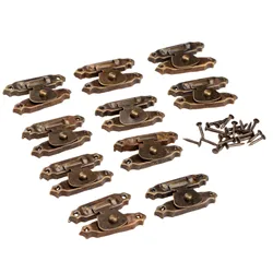 10Pcs Antique Bronze/Gold Iron Decorative Hasps Latch Lock Hook Gift Wood Jewelry Box Padlock With Screws For Furniture Hardware