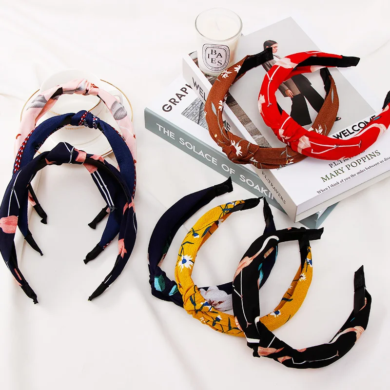 New Head Hoop Top Knot Hairband Turban Fashion Elastic Hair Bezel Headband For Women Girls printing Headdress Hair Accessories
