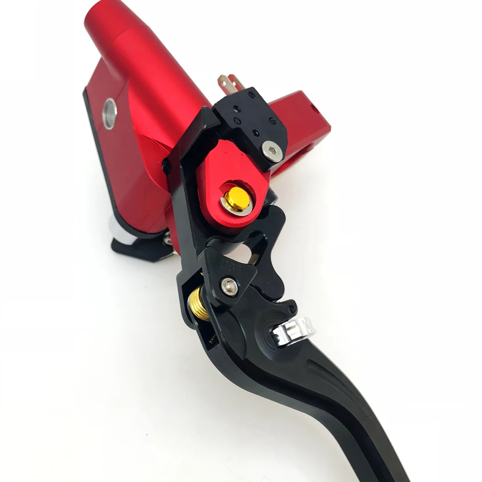 CNC Black / Red hydraulic brake pump with Brake safety lock master cylinder lever + clutch handle with mirror mounting hole