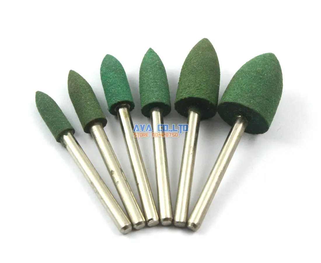 24 Piece Set Green Bullet Mounted Rubber Polishing Point Grinding Bit 3mm Shank