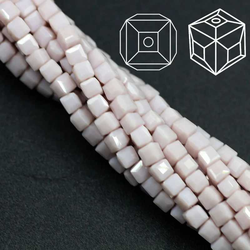 Hot Fashion 100Pcs/lot Craft Supplies 3mm Square Faceted Crystal Beads Glass Cube Loose Chinese Beading Chunky Necklace Beads