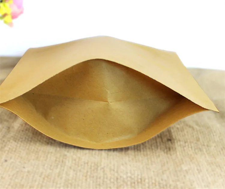 50pcs Stand up Kraft Paper Ziplock Bag Mylar Foil Packaging Bag High Barrier Kraft Paper Zipper Coffee Bag Gift Bag