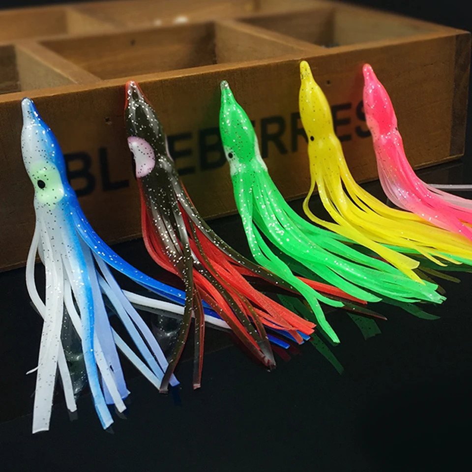 WALK FISH 5PCS Soft Fishing Lure 11cm Octopus Lure Fishing Tackle Bait Skirt Fishing Bait Squid Jigs Shrimp Lure