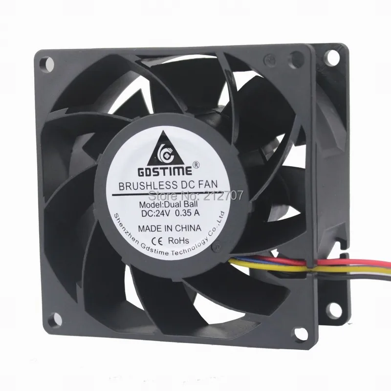 

Gdstime 8038 DC 24V 8cm Ball Bearing Waterproof Fan PWM 4Pin Inverter Cooler Cooling 80mm 80*80*38mm