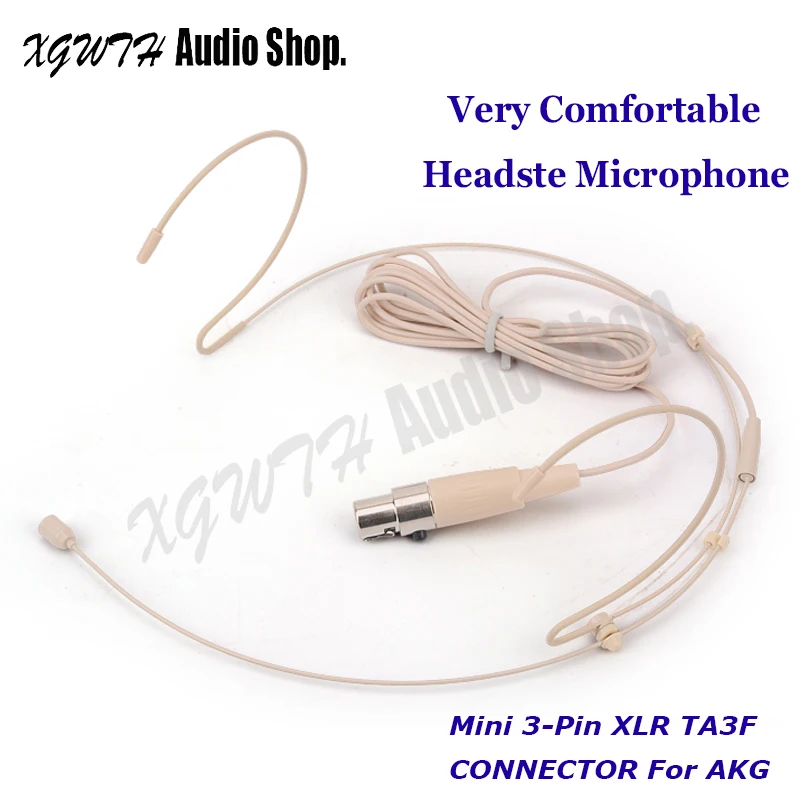 Profession 3-Pin Mini XLR 3pin TA3F Connector Headset Microphone Condenser Mic for AKG Samson Wireless Body-Pack Transmitter