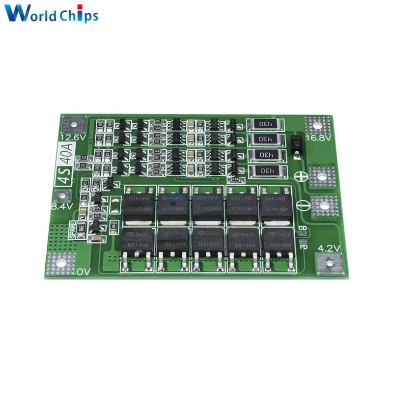 4S 40A Li-ion Lithium Battery Charger Module Protection Board PCB BMS 18650 Lipo Cell Module w/Balancer For Drill Motor