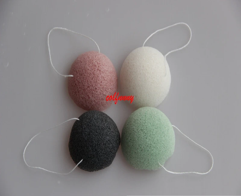 100pcs/lot  Hot Selling Natural Konjac Potato Konnyaku Facial Puff Face Wash Cleansing Sponge Hemisphere & Heart Shape