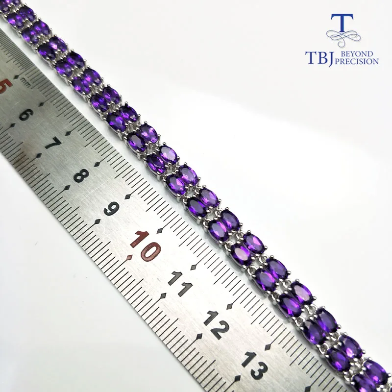 TBJ,100%natural amethyst bracelet made by 925 Solid Sterling Silver Vintage crystal bracelet for woman evening party jewelry