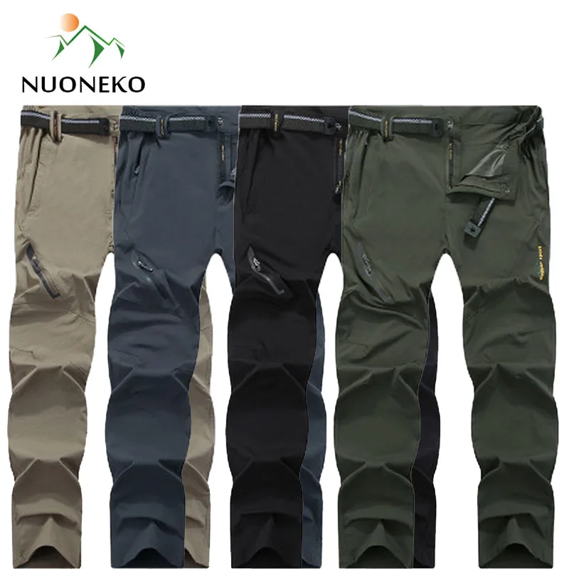 NUONEKO Stretch Hiking Pants Mens Outdoor Sports Breathable Mountain Trekking Fishing Cycling Waterproof Quick Dry Trousers PN12