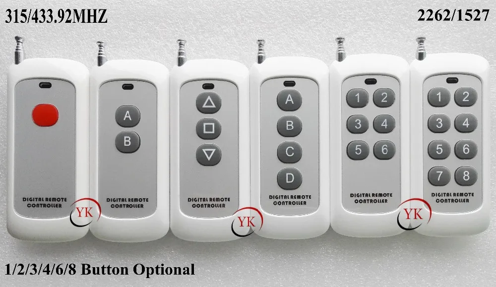 RF Wall Remote Control Transmitter Big Button Handheld Remote Keypad 1Button 2Button 3Button 1527 2262 315/433mhz Home Wireless