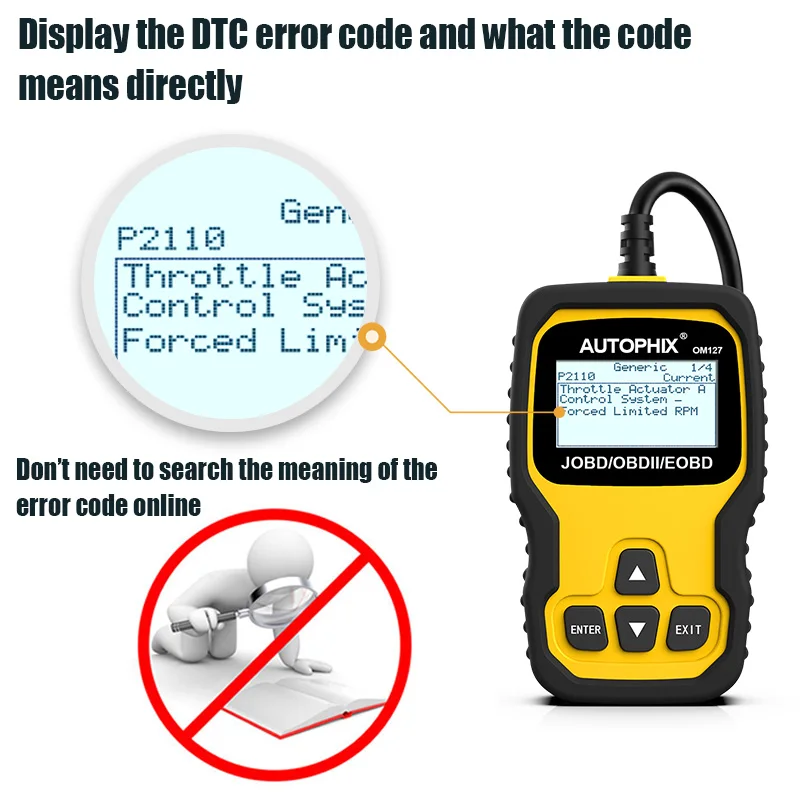 Autophix OM127 OBD2 Car Code Reader OBD Scanner OBDII EOBD JOBD Diagnostic Tool For Toyota Honda Nissan OBD2 Automotive Scanner