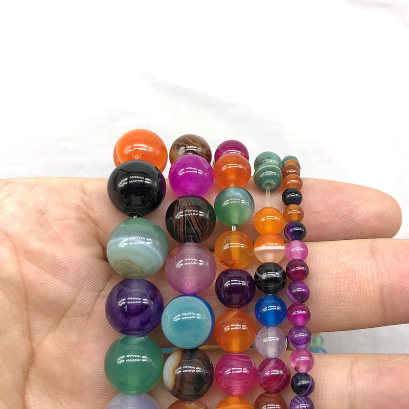 4-12mm Colorful Carnelian DIY Beads Loose Round Beads Wholesale Agat Jewelry Natural Stone Beads Accessories