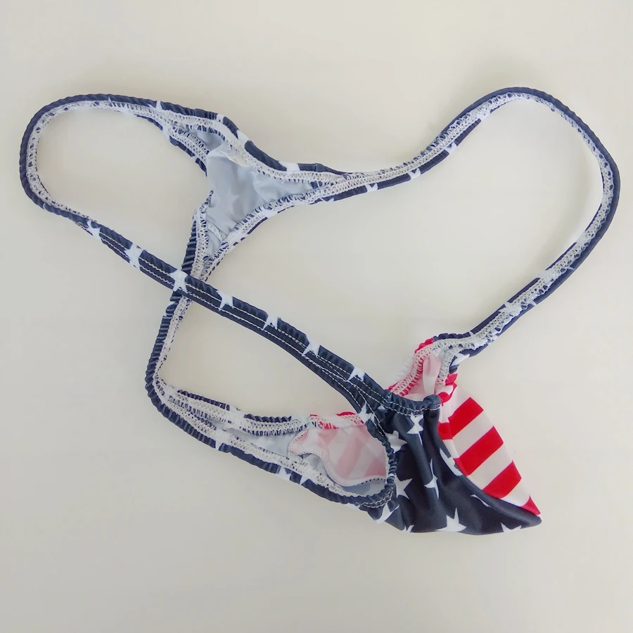 Men\'s Underwear G-String Thong Contoured Pouch Bulge Bud Grape Smugglers USA Flag Stars&Stripes Patriotic