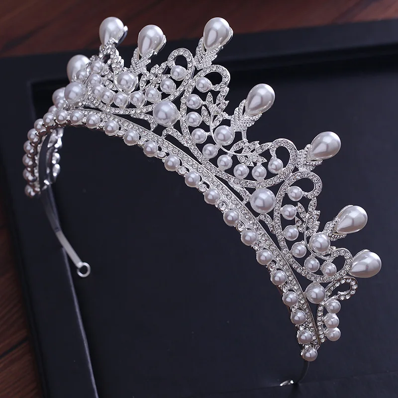 Tiaras And Crowns Luxury CZ Pearl Princess Pageant Engagement Wedding Hair Accessories For Bridal Jewelry Shine Crystal Crown