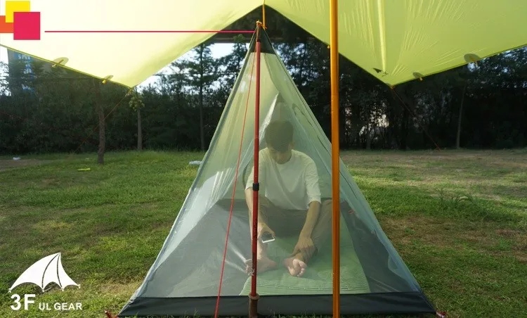 Imagem -05 - Gear-tenda de Malha Ultraleve para Pessoas ao ar Livre Verão Camping Tenda Corpo Interior Tenda Barraca Aberturas Luz Mosquiteiro 3f ul