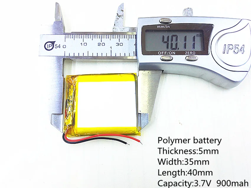 Bateria polimerowa grubość: 5mm szerokość: 35mm długość: 40mm pojemność: 3.7 V 900 mah dla Mp3 MP4 MP5 GPS PSP telefonu komórkowego