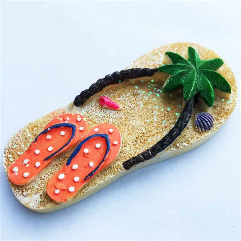 New Maldives Bali Boracay Saipan Travel Tourist Souvenir Slipper Shaped Turtle Refrigerator Magnetic Stickers Home Decorations