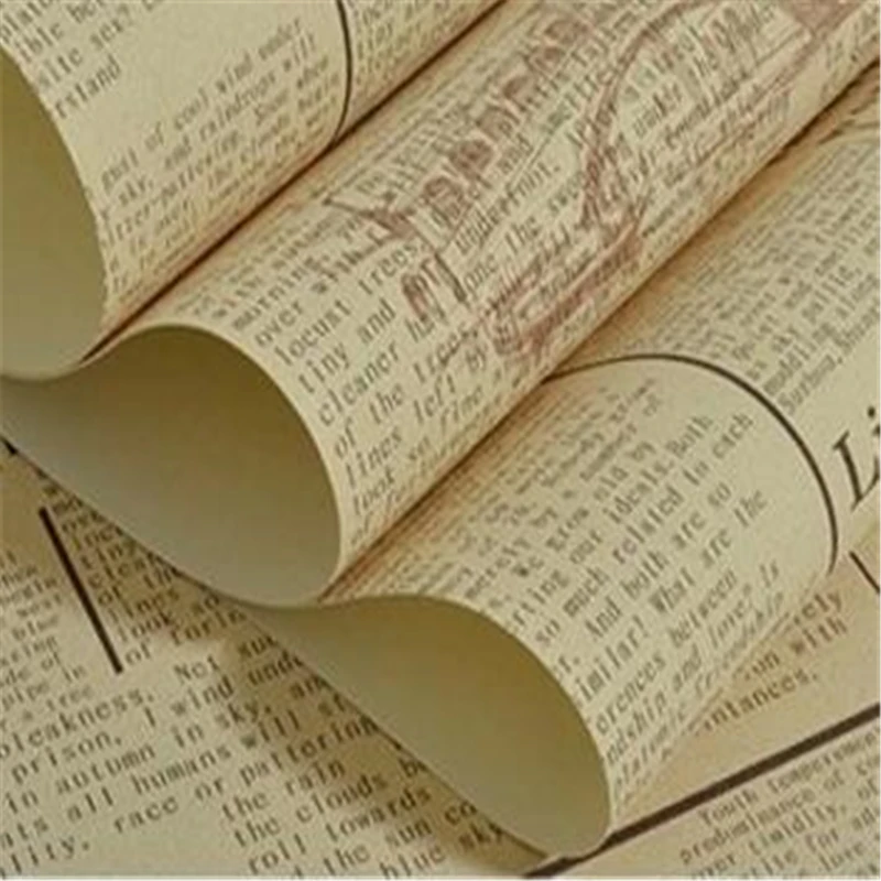 wellyu American retro old newspaper PVC engineering wallpaper nostalgic alphabet letters bar cafe features full wallpaper