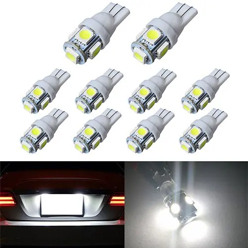 10 Lampadas Pingo T10 W5W 194 Pingo Farolete Pingao 5Smd 5050 Farolete,Teto,Placa(Branco/Vermelho /Azul /Ambar /Verde/Rosa