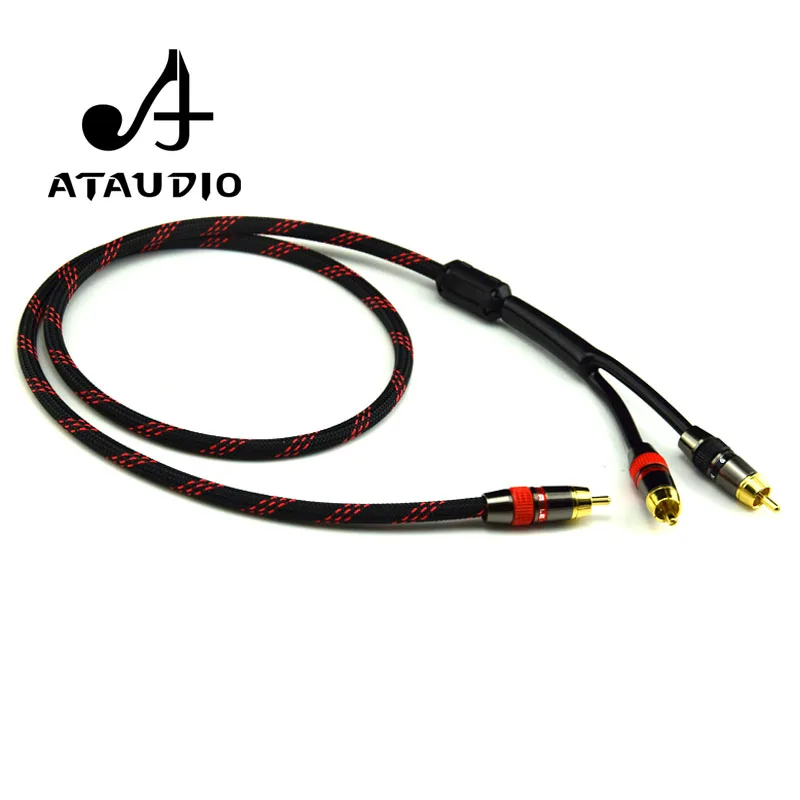 ATAUDIO HIFI Single RCA to  Dual RCA Subwoofer audio cable Pure Copper One Sub-2 Splitter Y RCA Cable