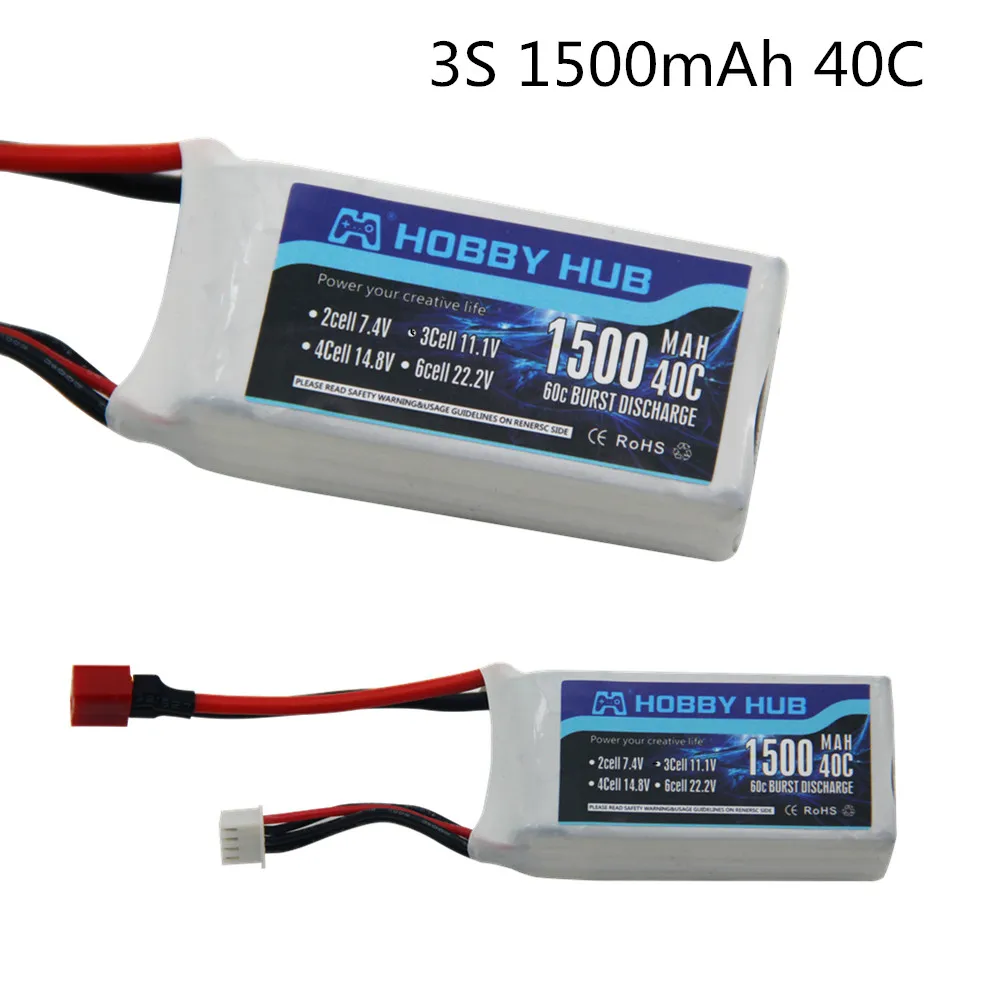 High Power 3S Lipo Battery 11.1v 1500mAh 40C 11.1 v Rechargeable Lipo Battery For RC Car Airplane Helicopter T/XT60/JSTPlug