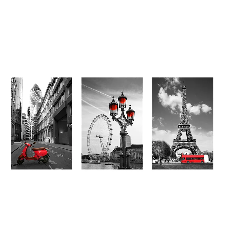Black and White Eiffel Tower London Eye Wall Art Canvas Modular Painting Nordic Posters And Prints Wall Pictures For Living Room image 3