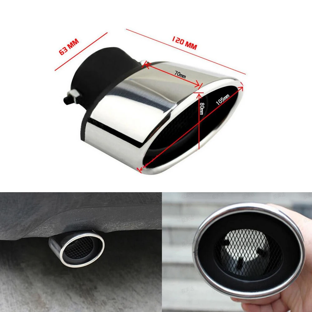 Car Exhaust Tail pipe Trim 304 Stainless Steel For Ford Fiesta Chevrolet Aveo Kia Rio 5 Mazda6 57mm Car Tail Pipe Universal