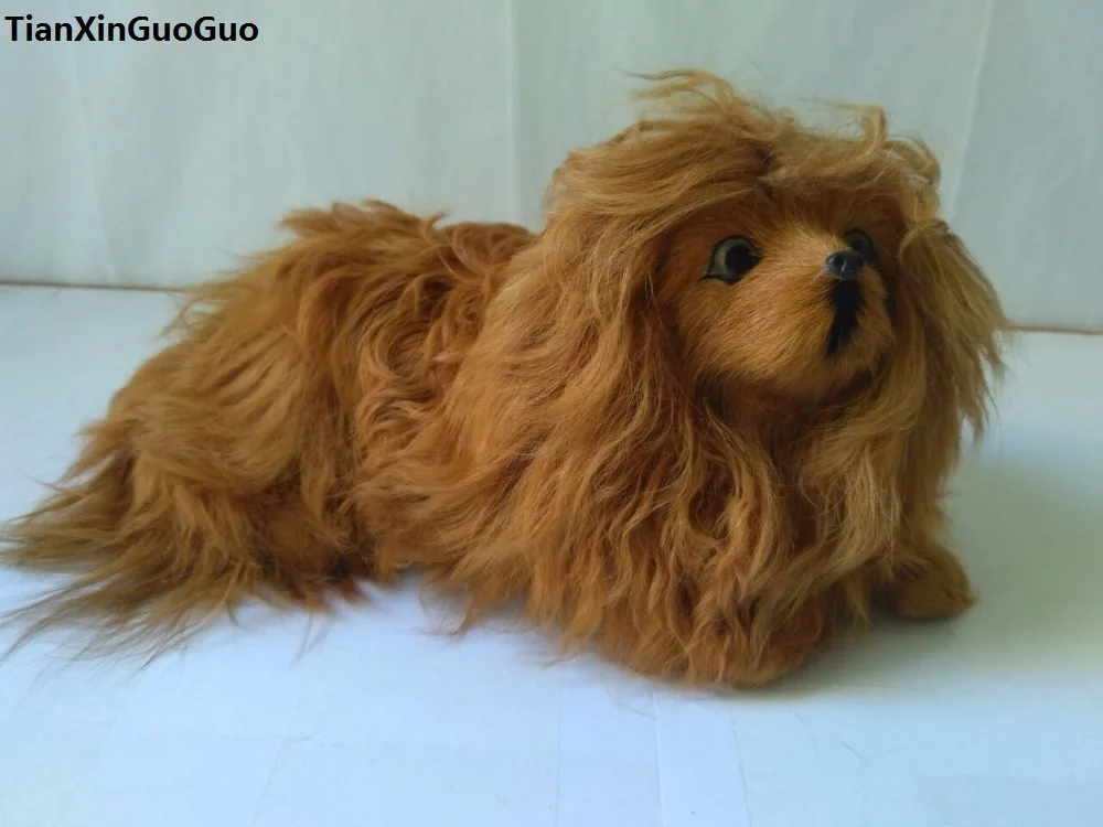 large 30x14x15cm simulation brown Golden Retriever dog hard model plastic&furry furs dog prop,home decoration toy gift s1840