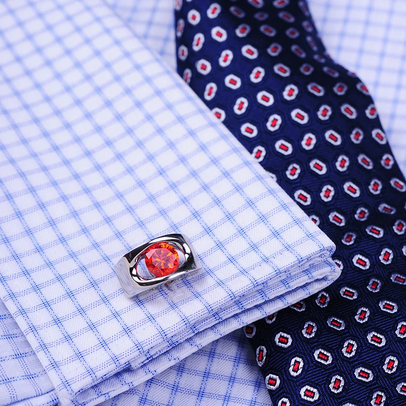 KFLK Jewelry shirt Fashion cufflink for mens Brand Orange Red Cuff link Luxury Wedding Button male High Quality guests