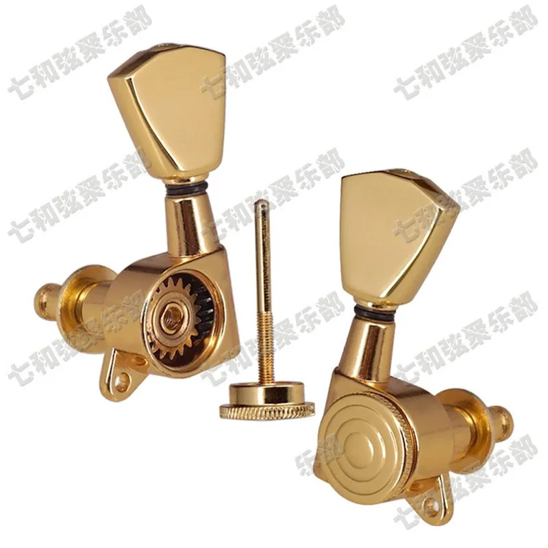 Ein Set mit 6 Stück goldfarbenen, verriegelbaren Gitarren-Stimmwirbeln, Stimmmechaniken für akustische und elektrische Gitarren, Zubehörteile. – Detail 10