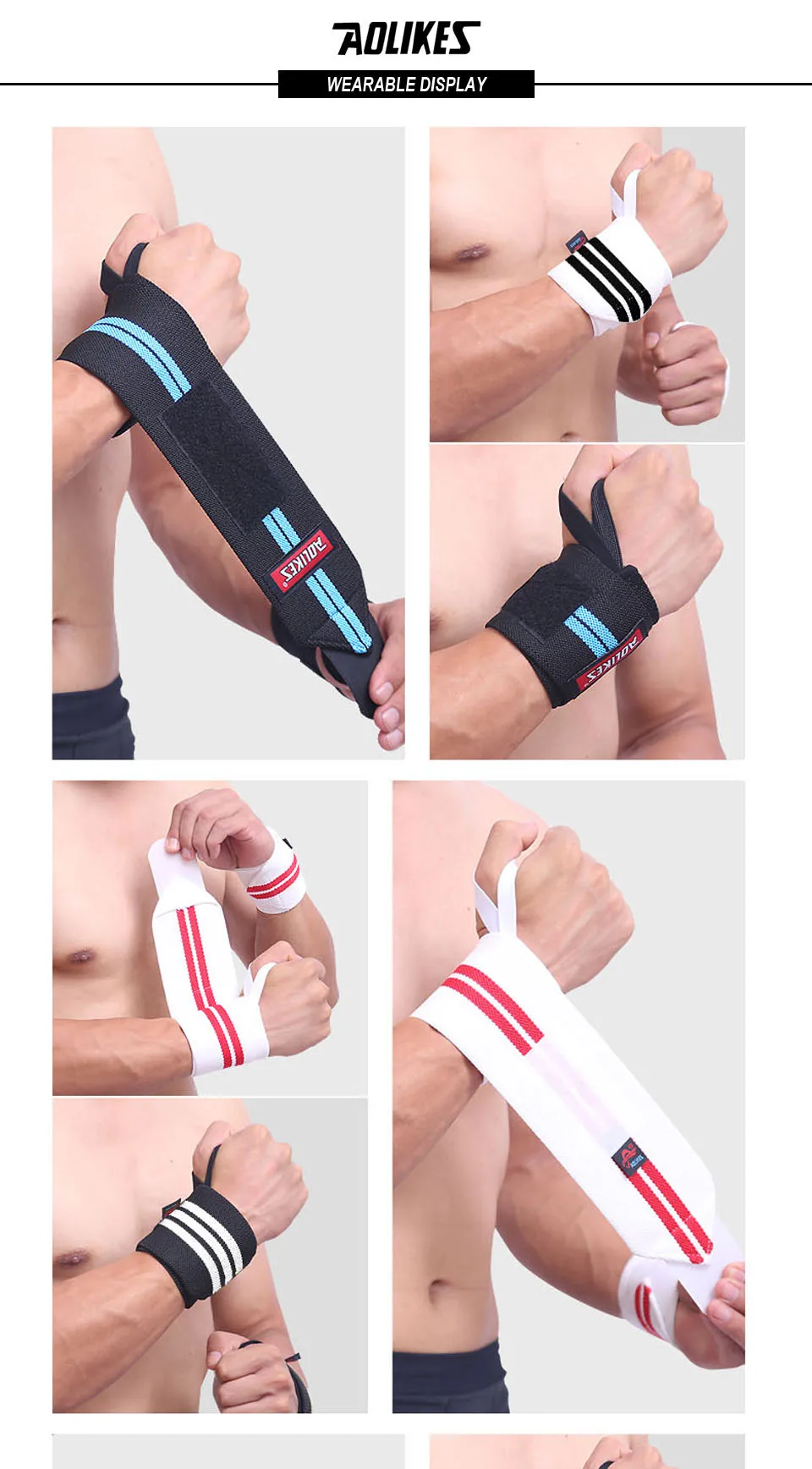 AOLIKES 1 Paar Handgelenkbandagen für Gewichtheben, Fitnessstudio, Handgelenkschlaufen für Gewichtheben, Handgelenkstütze für Powerlifting, Krafttraining – Detail 23