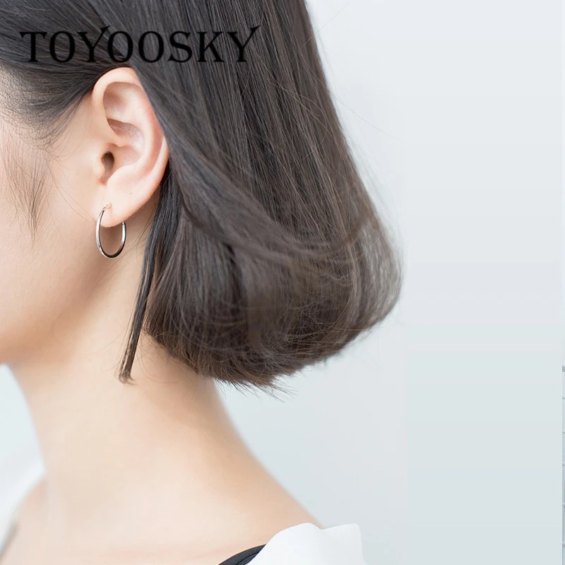 925 Sterling Silver Simple Ear Bone Hoop Earrings For Women Mini Small 8mm 10mm 12mm Buckle Round Circle Jewelry