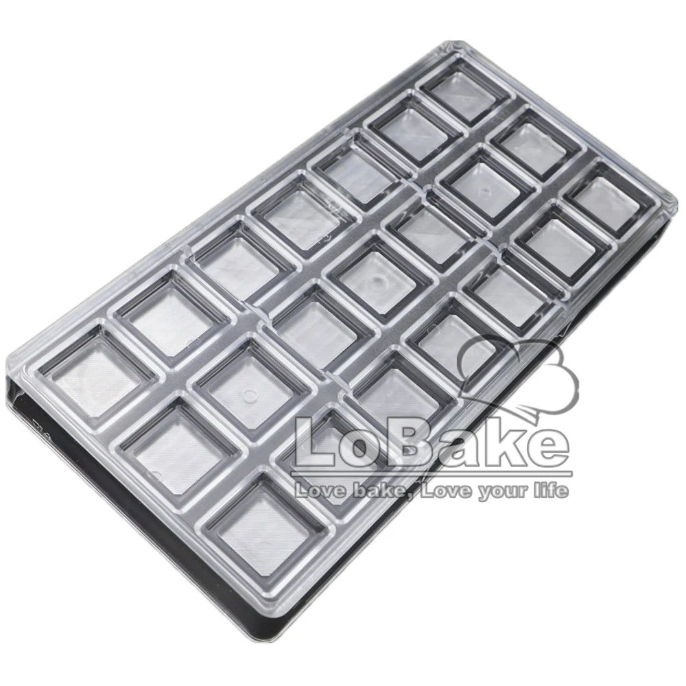 21 cavities square wavy cube with lines polycarbonate chocolate mold ice cube mould chocolat chips molds for DIY cake decoration