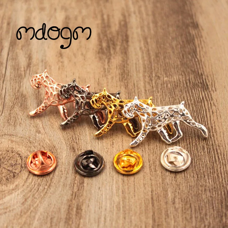 Mdogm Schnauzer Dog Animal Brooches And Pins  Suit Metal Small Father Collar Badges Gift For Male Men B103