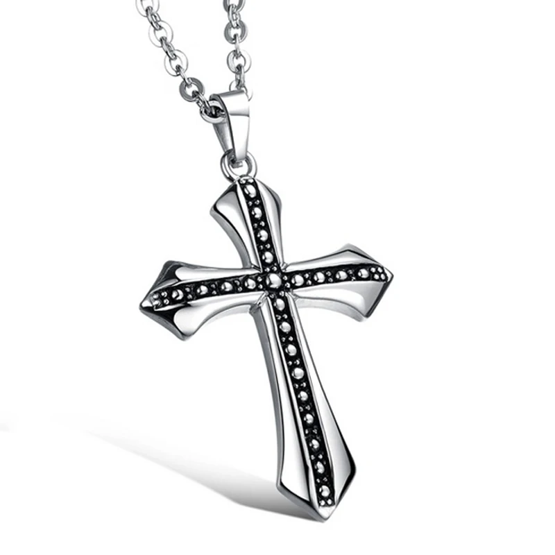 

Cross Pendant Necklace For Men And Women Heavy Stainless Steel Chain Fashion Jewelry For Boys And Girls Wholesale And Retail