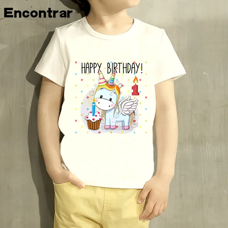 

Kids Happy Birthday Unicorn Design Baby Boys/Girl TShirt Kids Funny Short Sleeve Tops Children Cute T-Shirt,HKP3048