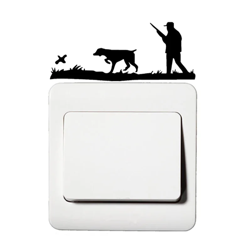 Interesting Hunter Hunting Quail Cartoon Vinyl Decor Light Switch Sticker 5WS0302