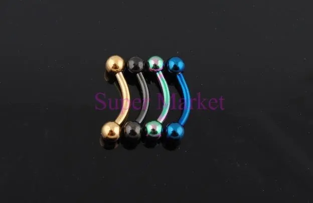 Eyebrow Piercing Rings Jewelry Vacuum Plating Titanium 316L Stainless Steel Ball  Eyebrow 16Gauge Mixed Color  Free Shipping