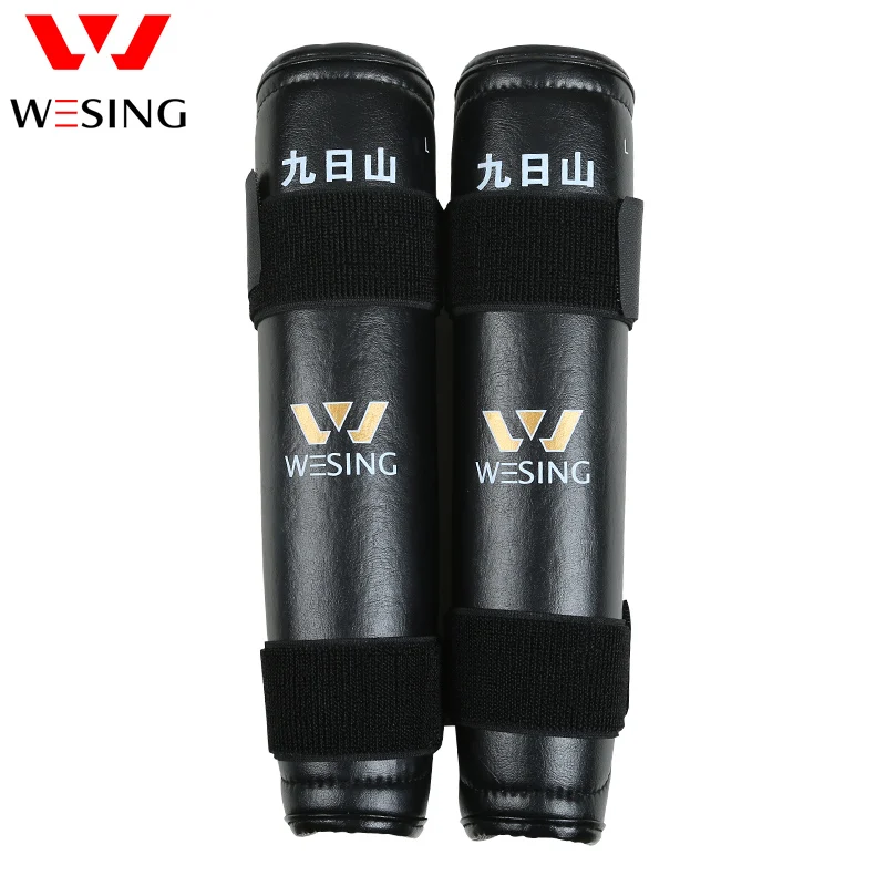 Wesing Shin Guards Leg Protective Gear Knee Pad Holder Straps Muay Thai Taekwondo Karate kickboxing Black Knee Support (Pair)